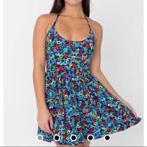 American Apparel Skater Dress in blue and red floral print